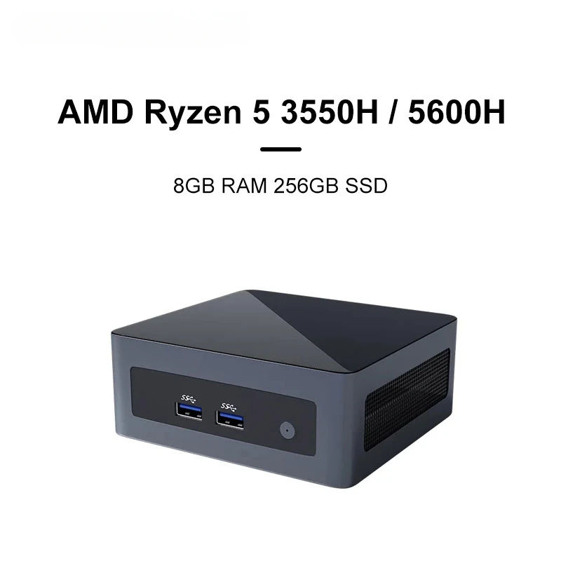 Mini Nuc Desktop PC Gamer, 6 Core, AMD Ryzen 5, 3550H, 5600H, Suporte CPU, Windows 10, 11, DDR4, 8GB RAM, 256GB SSD, WiFi 5, WIFI6