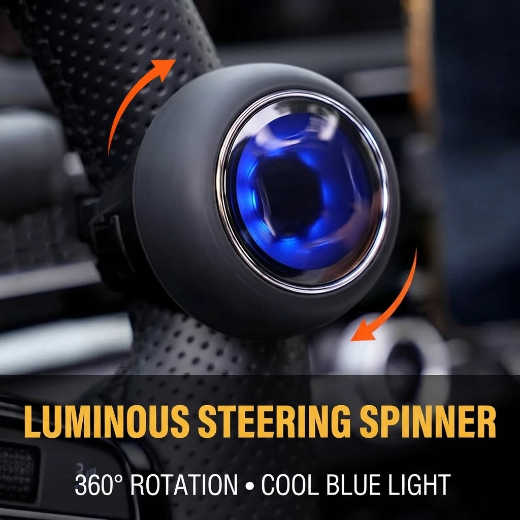 Universal Car Steering Wheel Spinner Knob 360° Luminous Metal Bearing Power Steering Booster Ball Auto Accessories