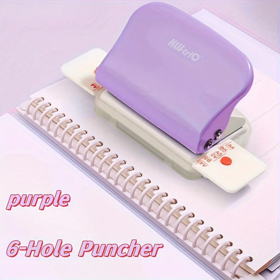 Picture 3: 1pc 6-hole Punch, Loose-leaf Book DIY Binding Supplies, Notebook Journal Binding Office Paper Cutter