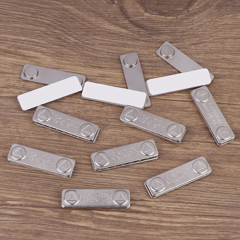 10pcs Strong Magnetic Name Tags Badge Metal Fastener ID Card Durable Attachment Holder Magnetic Durable Attachment Holder