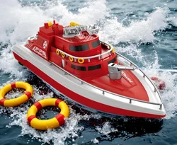 Remote Control Boat on Lake Pool H158 H160 H139 Fireboat Rescue Water-Spraying 15km/h 38CM Pool Water Toy For Kids Boys Beginner