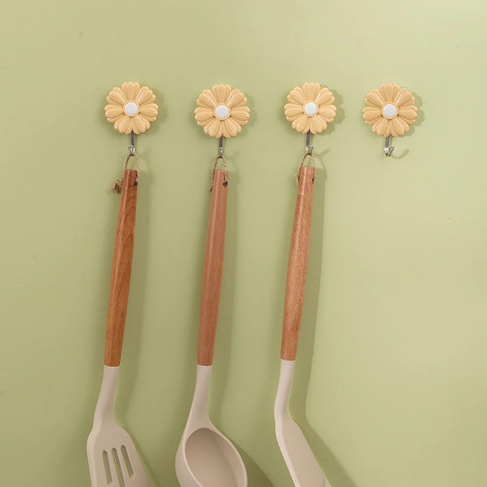 2pcs Cute Wall Hanging Daisys Hooks Household Waterproof Wall Hanger For Door Back Hanging