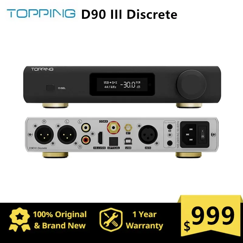 TOPPING D90 III Discrete Fully Balanced HiFi DAC PCM768 DSD512 BT5.1 Support LDAC with Remore Control Hi-Res Decoder