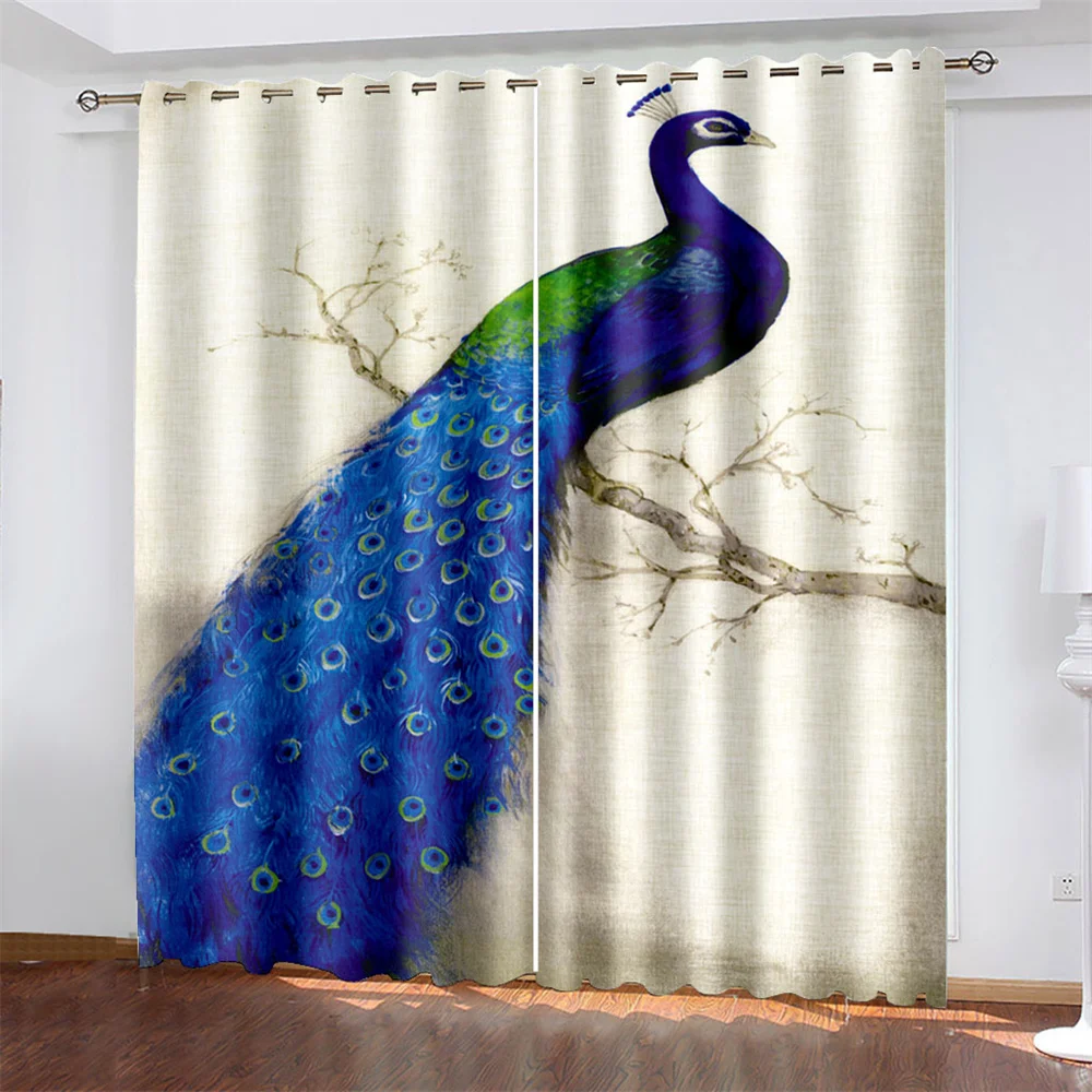 

Custom Luxury Elegant Peacock Blue Thin Shading Window Curtain in the Living Room, Bedroom Decoration Personalized Design