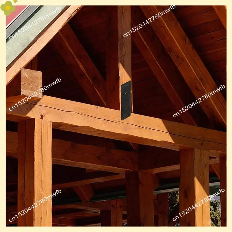 LDHL Post To  Connectors 4PCS, Straight Steel Flat Plate, Mending Plate I Shape Bracket, Black Powder Coated I Strap, Durabl