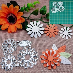 Metal Cutting Dies 4 Pcs Chrysanthemum and Leaf DIY Scrapbooking Album Decoration Embossing Paper Card Craft