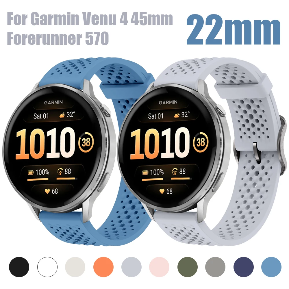 20 mm 22 mm Silikonarmband für Garmin Venu 4 3 2 45 mm/Forerunner 55 158 570 265 255 245 645 970 965 Band für Garmin Vivoactive 6 5