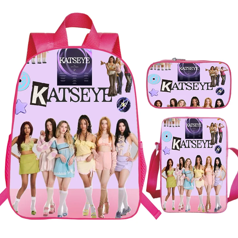 3Pcs Katseye Printed Child Backpack Large Capacity Schoolbag for School Girls Waterproof Primary Students Backpack Kids Bookbag