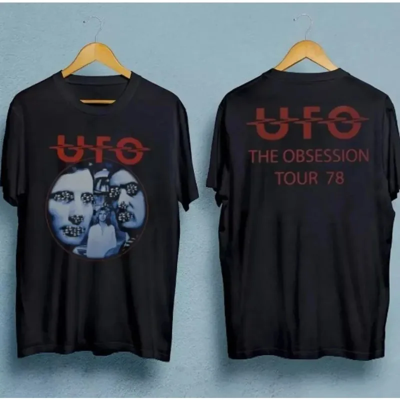 Camiseta Vintage UFO The Obsession Tour para hombre, camisetas gráficas negras unisex de todas las tallas
