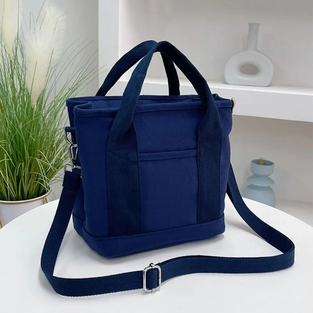 Multi-pocket Japanese Style Crossbody Bag Handbag Large Capacity Pure Color Tote Bag Mommy Bag Message Bag Canvas Shoulder Bag