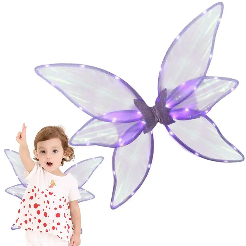 Electrical Butterfly Wings With Lights Glowing Shiny Dress Up Moving Fairy Wings For Kids Happy Birthday Party Decorations