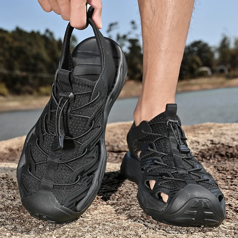 Men's Sandals Wide Closed Hiking Sandal Arch Support Plantar Fasciitis Quick-dry Non-Slip Summer Beach Shoes for Men