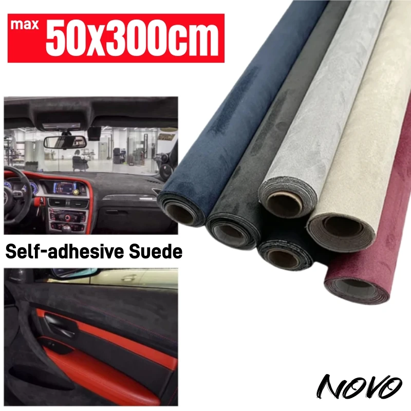 

50x300cm Self Adhesive Suede Fabric Sticky Velvet Leather Cloth Patch Sticker for DIY Sofa Chair Bag Car Roof Upholstery Fabrics