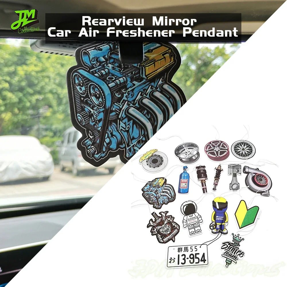 

High Quality Car Air Freshener Hanging Auto Rearview Mirror Perfume JDM Racing Style Turbo Brake Disc Shock Absorber Solid Paper