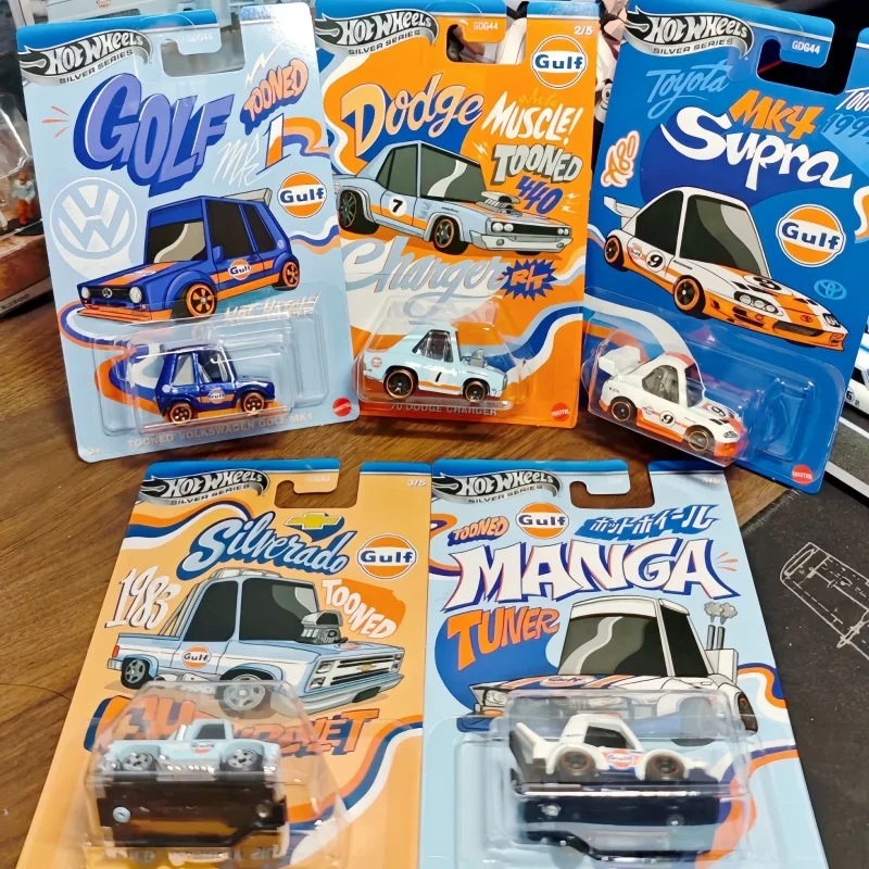 

Mattel Noppo Gulf Racing Diecast Vehicle Model 1:64 Scale Toyota Supra 1983 Chevrolet Silverado Cars Collectible Toys for Kids