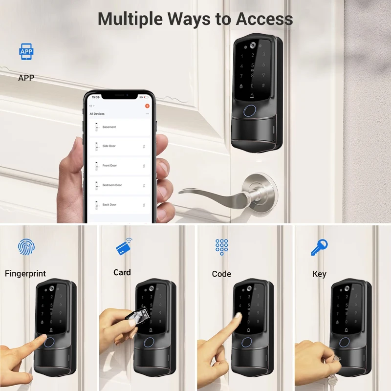 WIFI APP Steuerung Elektronische Tür Tastatur Riegel Fingerabdruck Smart Tür mit Griff