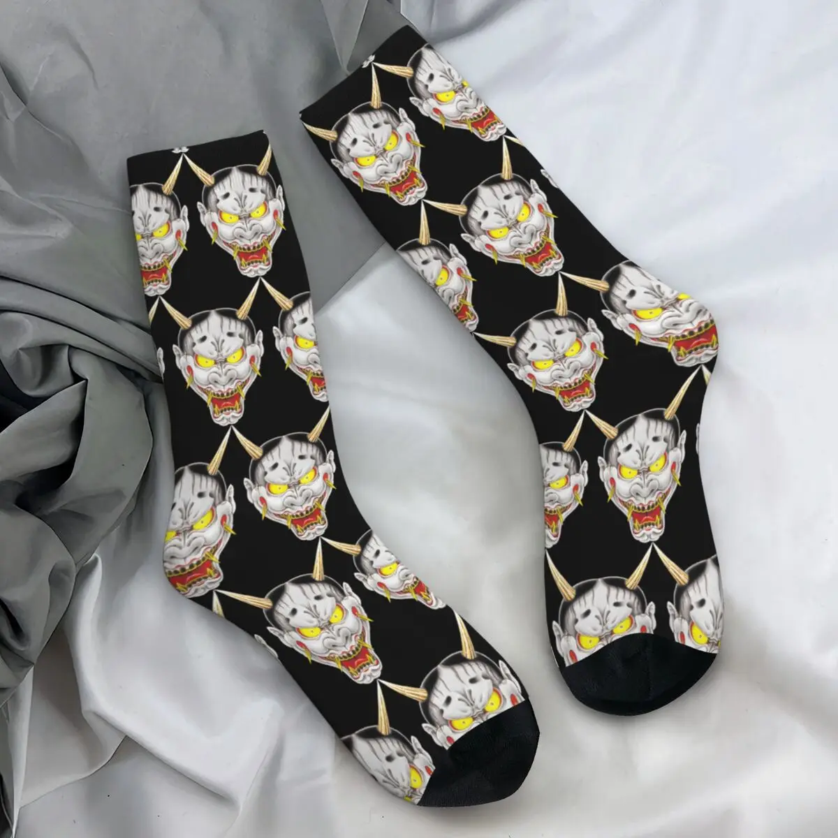 Hannya Mask Socks ONI Harajuku Stockings Autumn Anti Bacterial Women Men Socks Soft Printed Running Socks