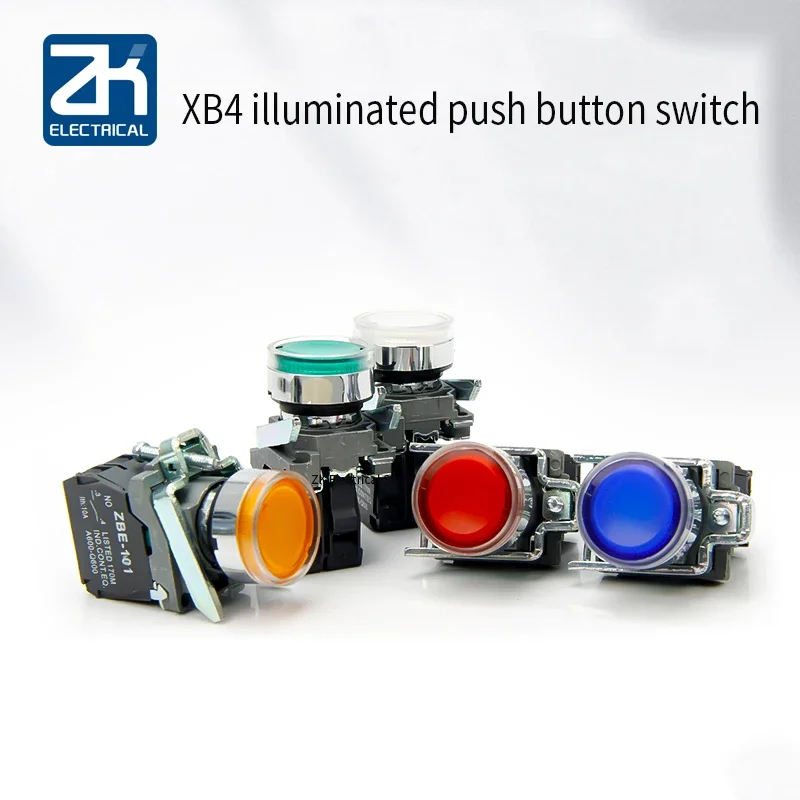

XB4BW34B1C 33B1C round flat head button with light start stop normally open normally closed self-reset switch