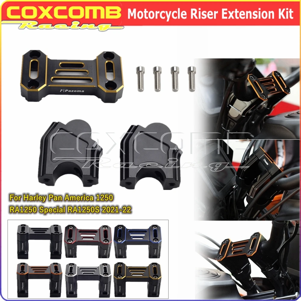 CNC Motorcycle Pull Back Move Mount Handlebar Riser Extension Kit For Harley Pan America 1250 RA1250 S 2021-24 W/Top Clamp Cover