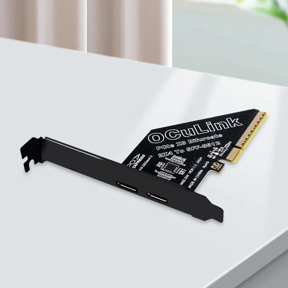 

PCIeX8 To 2 Port Oculink SFF 8611 & 8612 Adapter Card Expansion Card Support PCIe 4.0 Convert Card for Os /Windows / Linux
