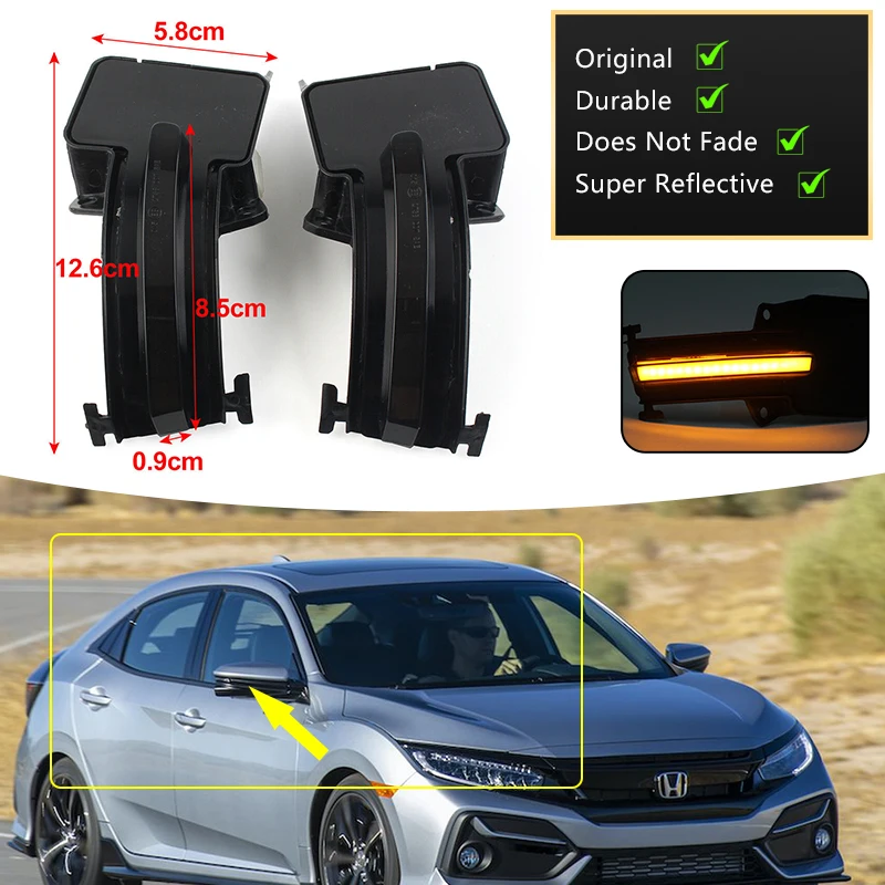 Lampu indikator belok kaca spion dinamis LED, untuk Honda Civic 10th Gen FC1 FK7 2016 2017 2018 2019 2020