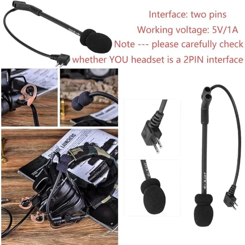 Black Z Tactics Microphone, Tactics Microphone, Clear Sound Plug and Play for Comtac Comtac Iii Comtac Ii Armorwerx
