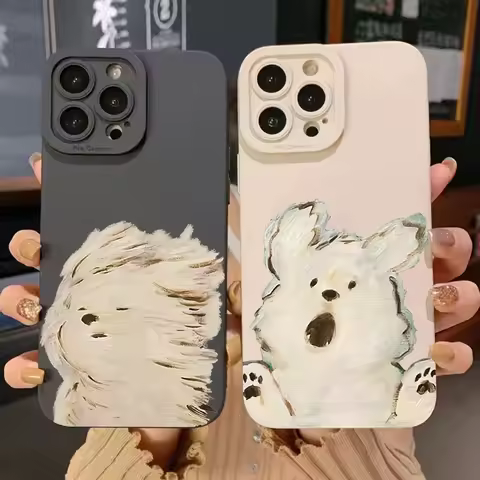 Cartoon Dog Puppy Silicone Phone Case For Samsung Galaxy A14 A15 A34 A54 A33 A53 S24 S23 Ultra S22 Plus S21 FE Shockproof Cover