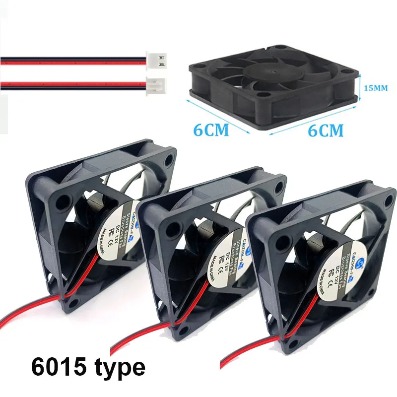 

(60x60x15 мм) 6015 Бесщеточный охлаждающий вентилятор постоянного тока 5 В/12 В/24 В Компьютерный ПК Корпус процессора Вентилятор с подшипником втулки Размер 6 см 60 мм