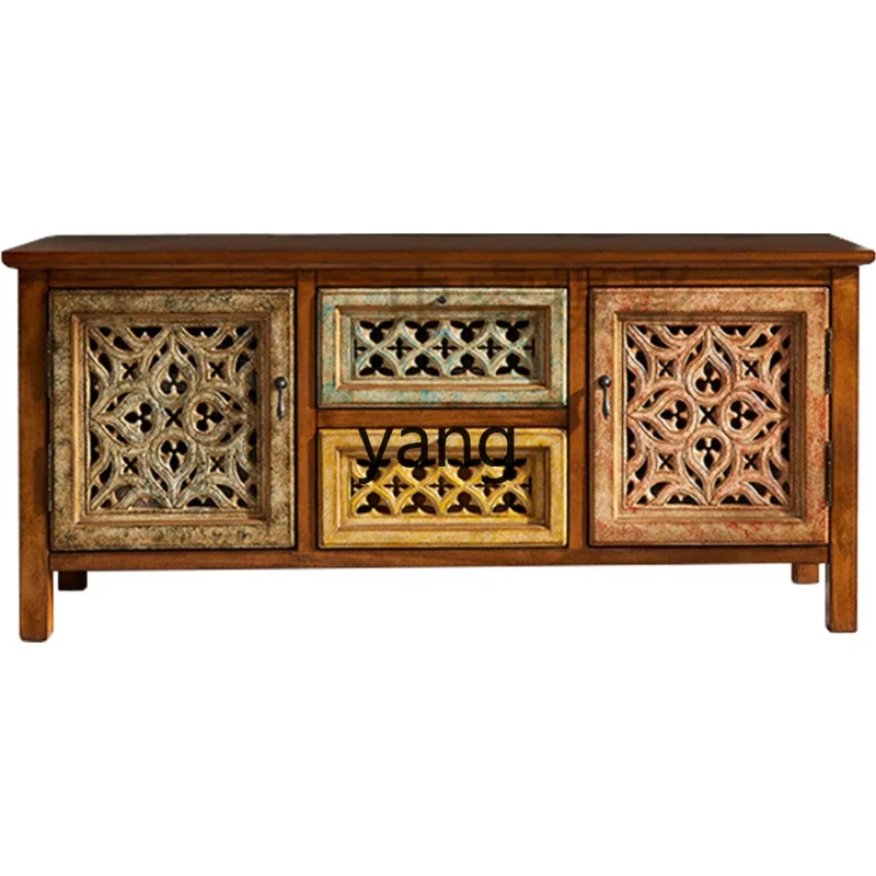 LH retro entrance antique style living room wall decoration TV cabinet chest cabinet integrated storage