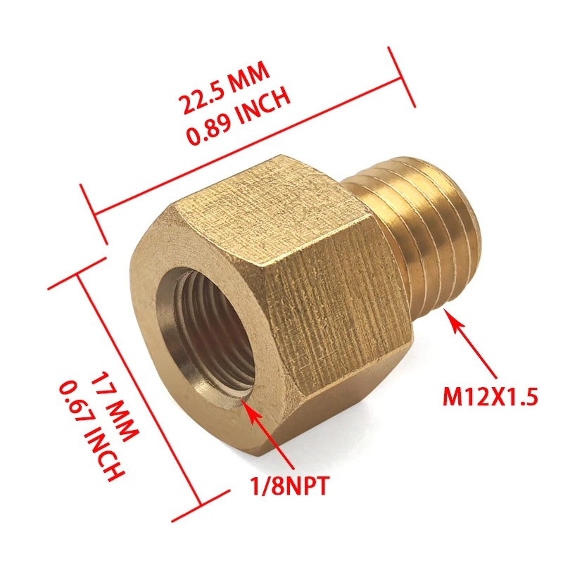 Adapter mosiężny wysokociśnieniowy M12X1.5 gwint zewnętrzny na 1/8NPT gwint wewnętrzny reduktor do rur olejowych