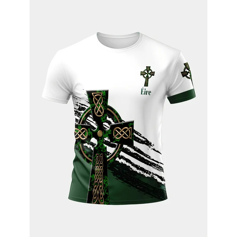 3D Printed Irish Flag T Shirt For Men St. Patrick's Day Clover Graphic T-Shirts Fashion Casual Women Loose Round Neck Tops  Tees