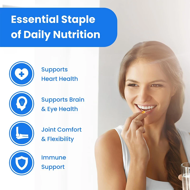 Omega 3 Fish Oil Supplement 3600mg with Omega 3 & EPA & DHA, Support Heart, Brain, Joints, Skin, Eyes & Immune Health