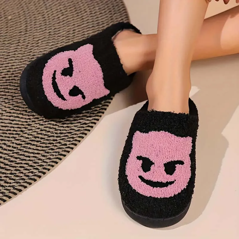 

Женские тапочки на Хэллоуин, милые осенние и зимние нескользящие домашние плюшевые тапочки с изображением инопланетянина