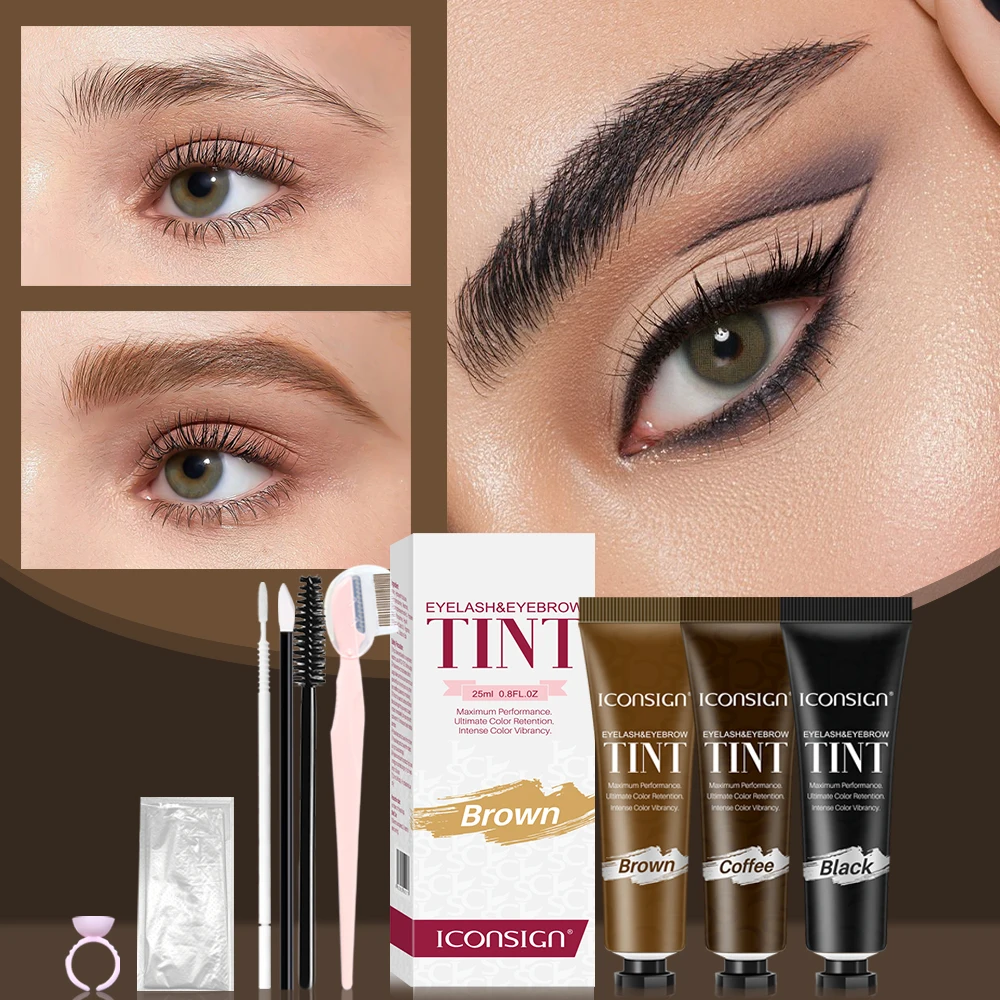 Kit de tinte de cejas resistente al agua y al sudor, color negro/marrón/café, maquillaje semipermanente, estilismo y humidificación para salón