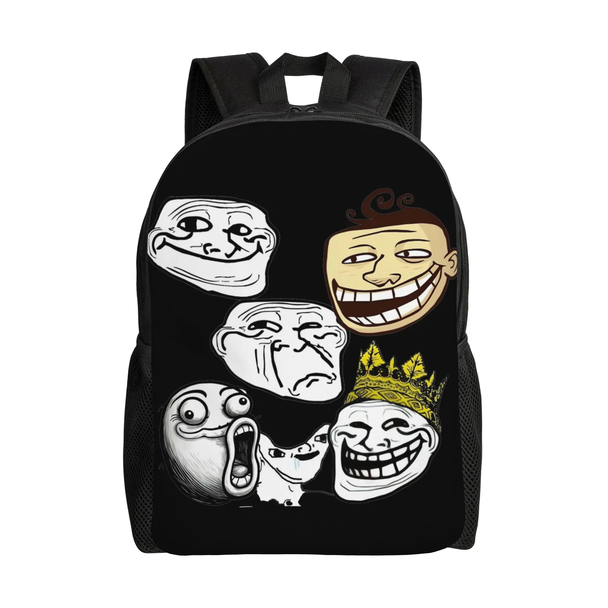 Trollface Meme Rage Comic Funny Troll Joke Internet Backpack Polyester Outdoor Backpacks Durable Cute High School Bags Rucksack