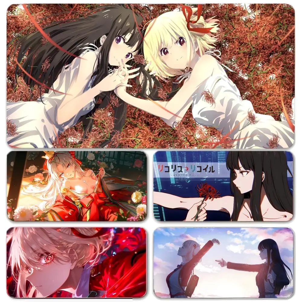 Manga Character Lycoris Recoil Mouse Pad Large Gaming Mousepad with Thick Stitched Edge Non-Slip Desk Mat