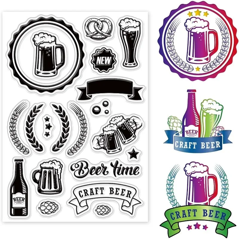 1Sheet Oktoberfest Clear Stamps for DIY Scrapbooking Beer Festival Silicone Clear Stamp Seals Transparent Stamps for Cards