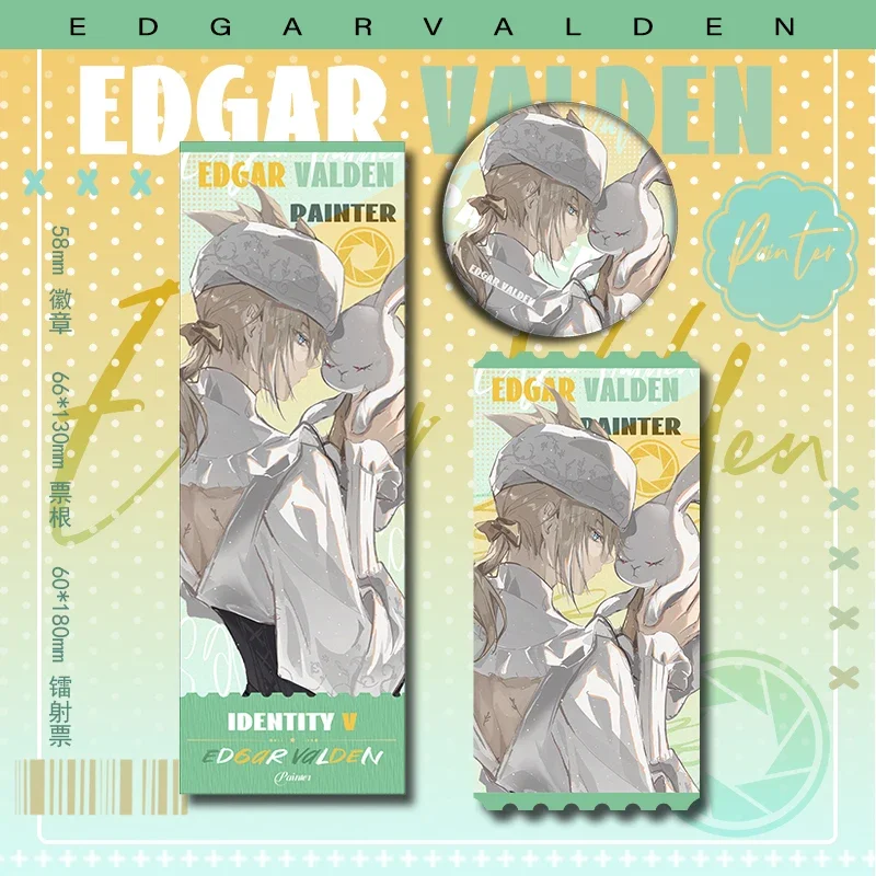 

Anime Identity Ⅴ Edgar Valden Painter Cosplay White Postcard Badge Laser Ticket Game Ambitus