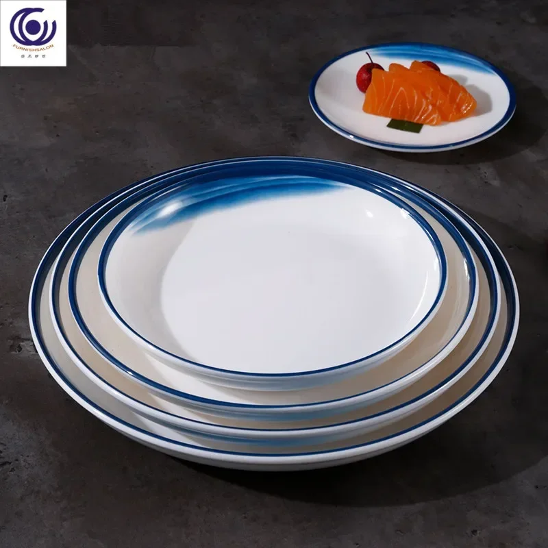 Melamine Tableware Set for Home, Flat Plate, Dinner Plates, Dinner Sets, Special Counter, 1 Solid Color, 8 Inches