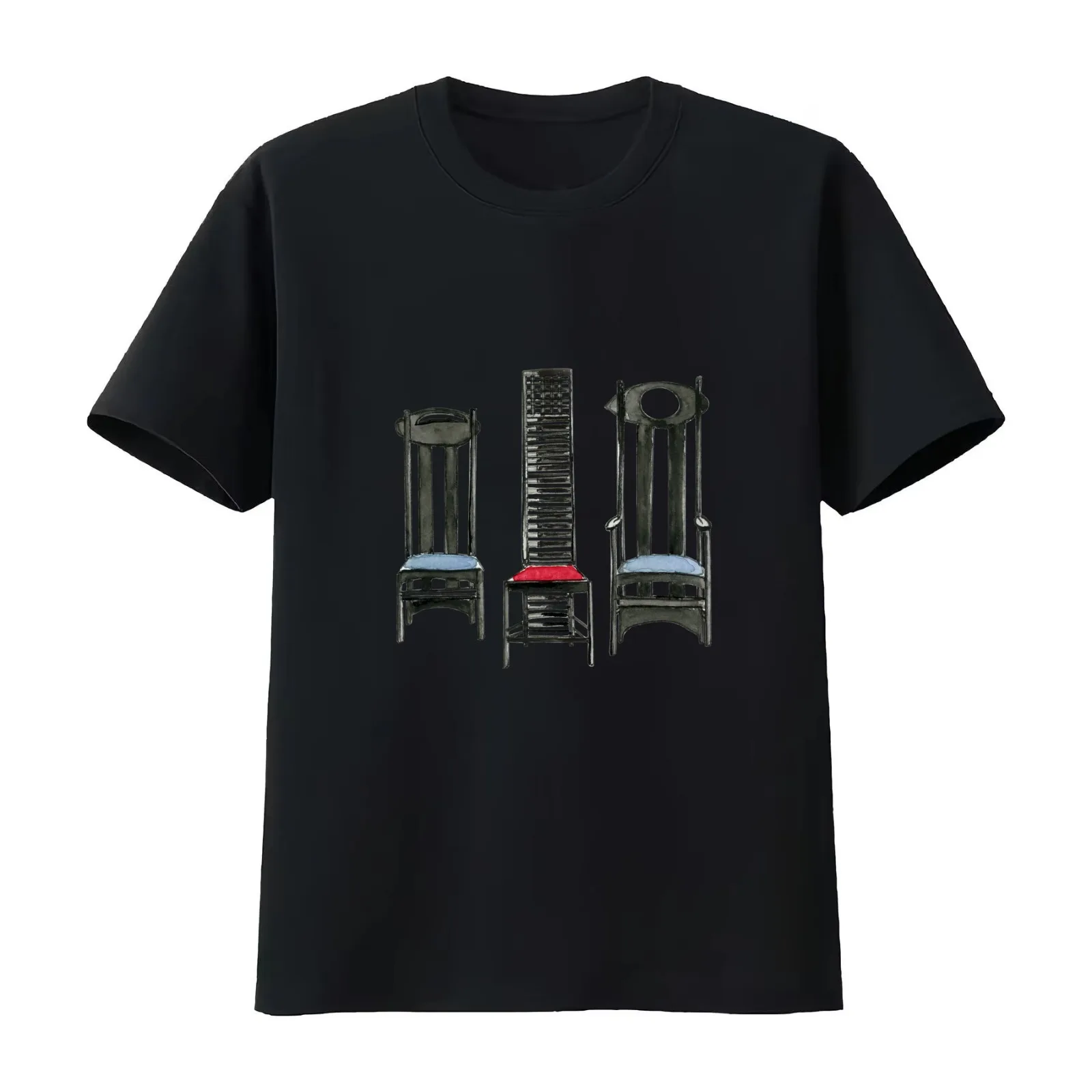 Argyle Chair- Hill House Chair And Argyle Carved Chair By Charles Rennie Mackintosh. T-Shirt Summer Casual Cotton Tee