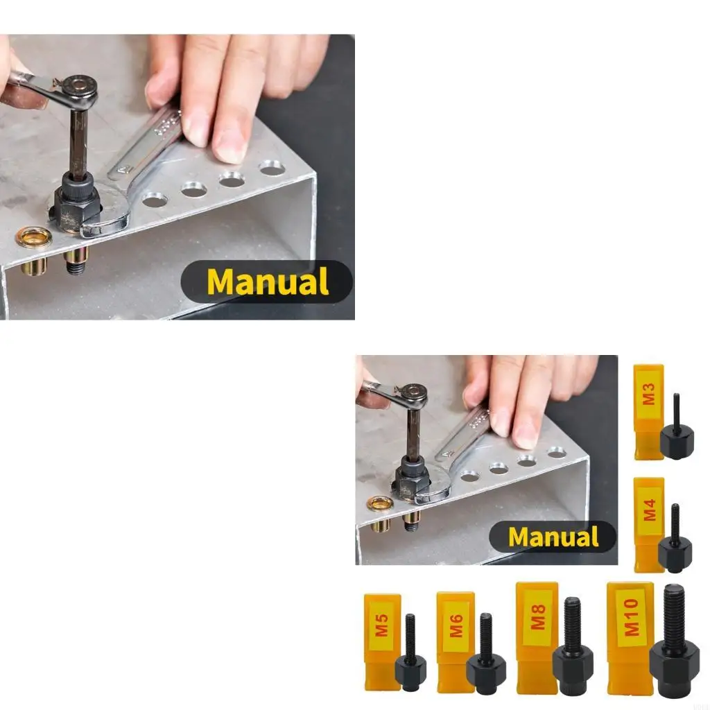 Pack of 3 Portable Hand Rivet Nut Installation Heads for DIY Enthusiasts and Home Repair Tasks Lightweight Design