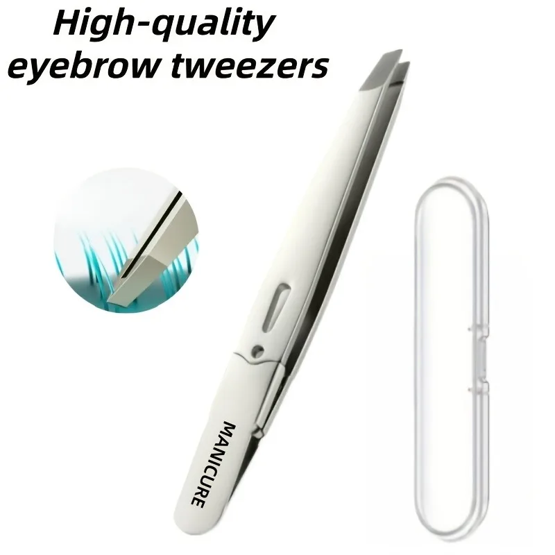 Stainless Steel Professional Eyebrow Tweezers High Brow Tweezers with Angled Tips Hair Removal Tweezers for Eyebrows and Beard