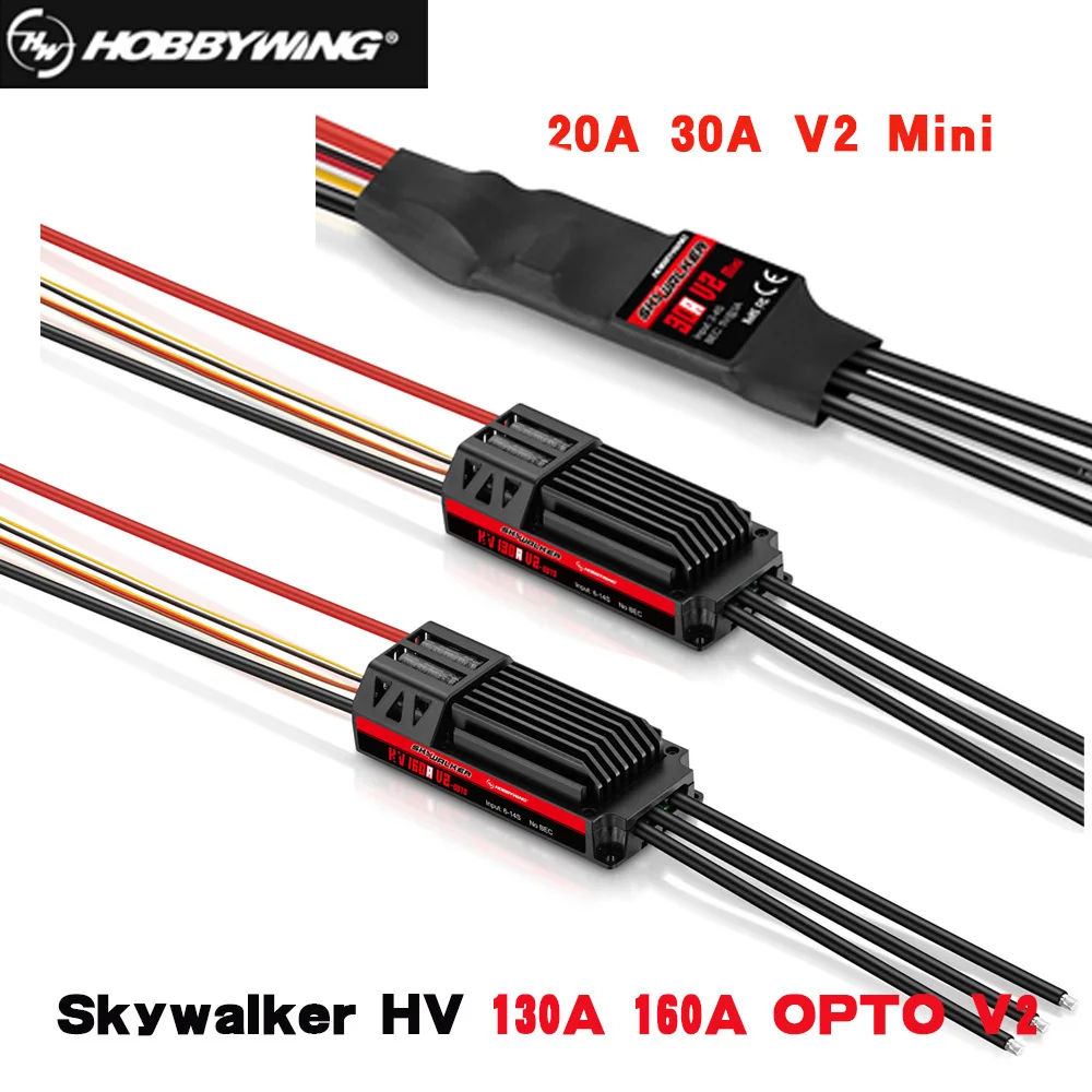 

Hobbywing Skywalker HV 130A 160A OPTO V2 Brushless ESC 20A 30A V2 Mini for RC FPV Drone Fixed-Wing Helicopter Aircraft