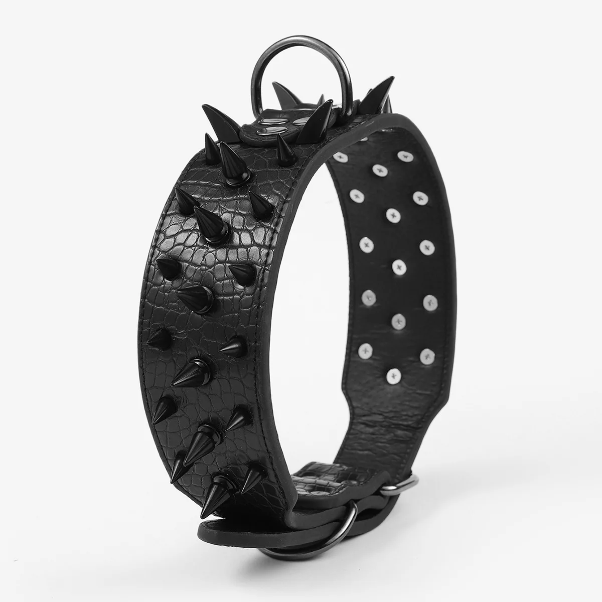 Collar de perro antimascaramiento con tachuelas de metal, collar resistente a prueba de mordeduras reforzado para protección del cuello duradera a prueba de escape Pitbull Bully