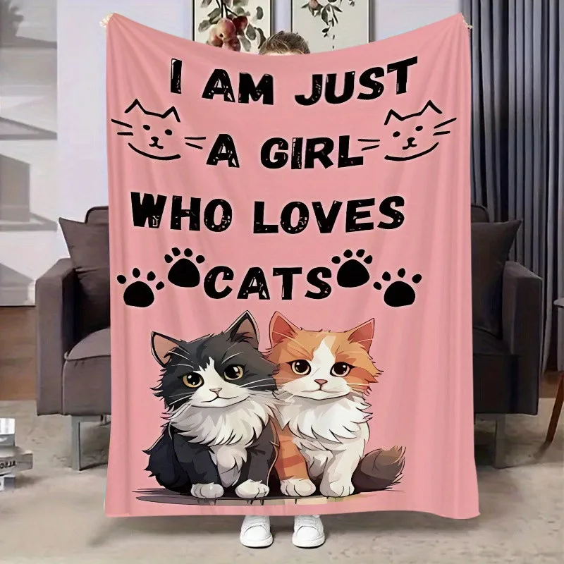 

Одеяло с милыми кошками — мягкий розовый фланелевой плед