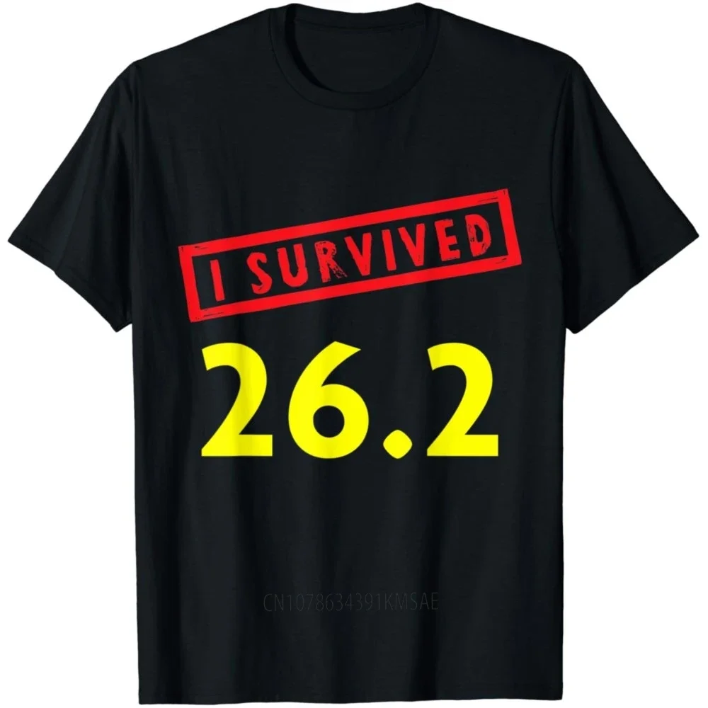 Birthday Gift I Survived 26.2 Marathon Runner Finisher Running Motivation T-Shirt Men Clothing Streetwear Graphic T Shirts