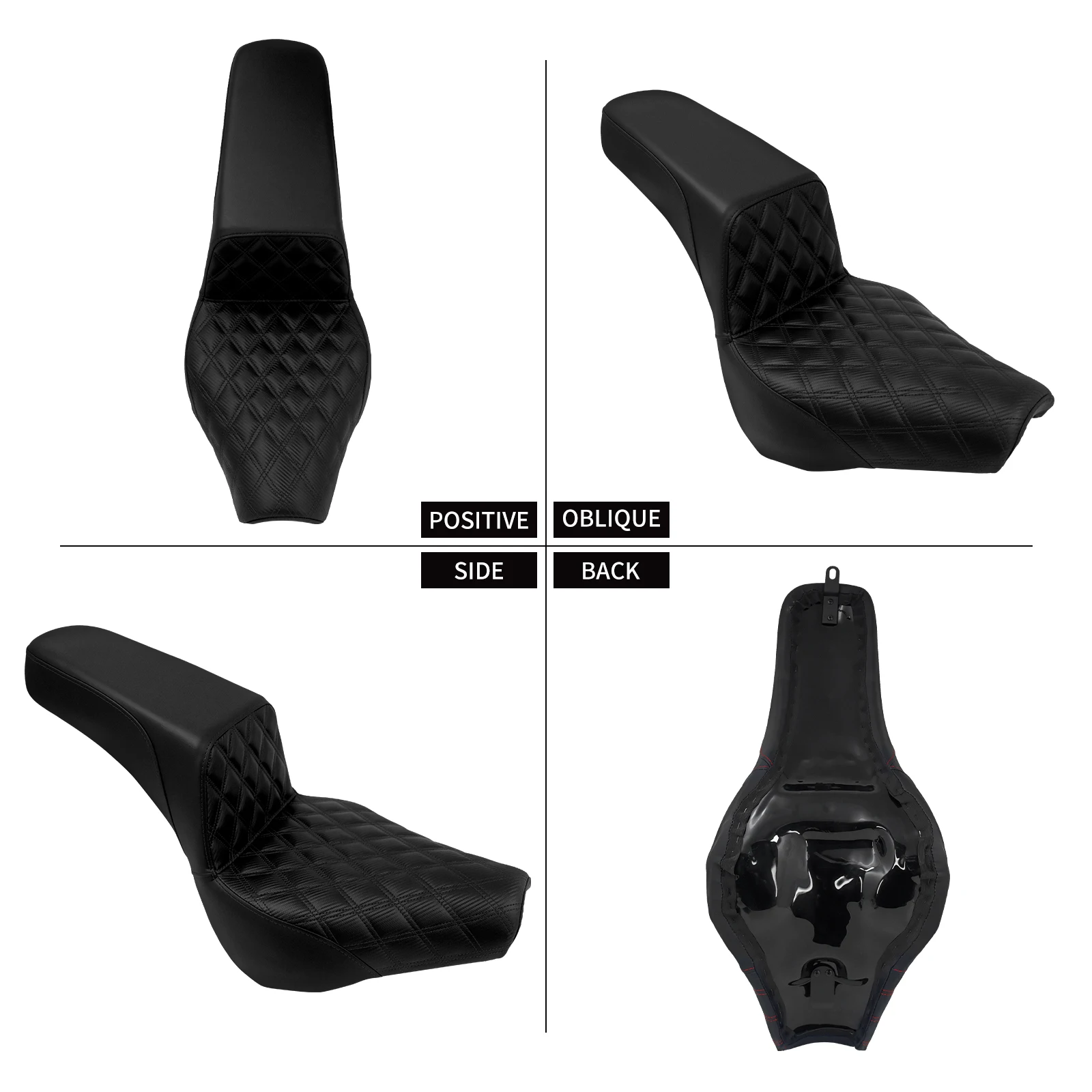 Motorcycle 2-up Rider Passenger Front Rear Seat Black Leather Seat Cushion For Harley Softail Street Bob FXBB 107 FXST 2018-2025