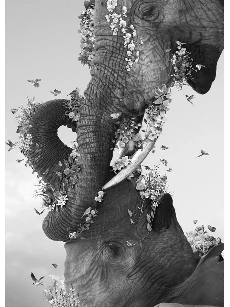 Wildlife Elephant Family Posters Canvas Painting Animal Father Mother Baby Love Wall Art Picture For Modern Room Home Decorat