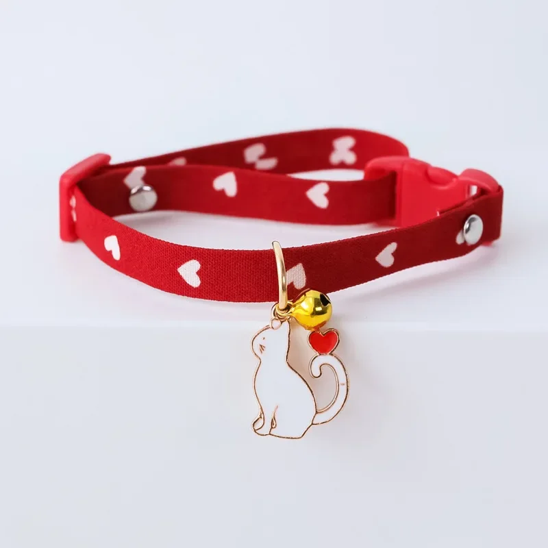 Pet Collar with Bell Cartoon Footprint Colorful Dog Puppy Cat Accessories Adjustable Safety Collar Bell Ring Necklace Pet Supply