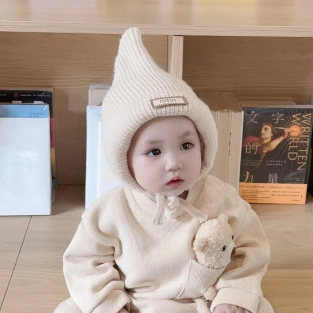 Fashion Cute Beanie Cap Winter Solid Color Knitted Hat Pointy Warm Crochet Caps for Baby